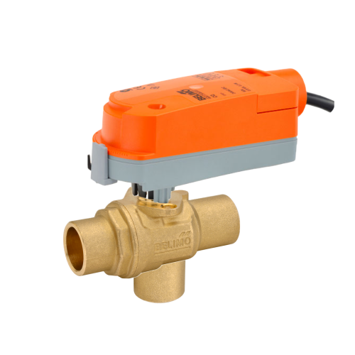 Belimo Z3050QS-H+CQBUP-3 : 3-Way 1/2" Sweat ZoneTight (QCv), Cv Rating 2.7 (5.4 GPM @ _ 4 psi), Non-Spring Return Actuator, 100-240VAC, On/Off, Floating 3-Point Control Signal