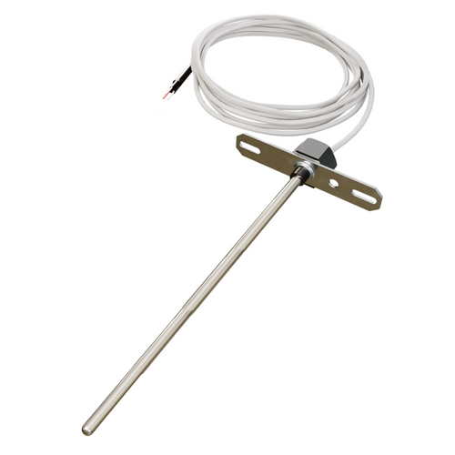 ACI A/20K-DO-8"-10'CL2P : Duct Temperature Sensor, 20K Thermistor, 8" Probe Length, 10 ft (3.05m), 2 Conductor Plenum Rated Cable, Flange Mount
