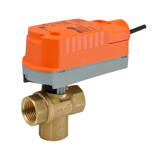 Belimo Z3100Q-J+CQKBUP-RR : 3-Way Diverting 1" NPT ZoneTight Zone Valve, Cv 4.4, Electrical Fail-Safe Actuator, 100-240VAC, On/Off, Fail Position 0% Close, 5-Year Warranty