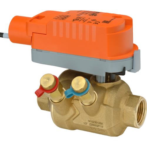 Belimo Z2050QPT-B+CQKB24-SR-LR : 2-Way 1/2" NPT Internal Thread ZoneTight (PIQCV) Zone Valve, 0.9 GPM Max Flow Rate, Electronic Fail-Safe Actuator, 24VAC/DC, Modulating 2-10VDC Control Signal, Normally Open