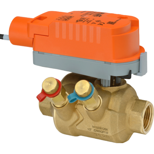 Belimo Z2050QPT-B+CQKB24-SR-RR : 2-Way 1/2" NPT Internal Thread ZoneTight (PIQCV) Zone Valve, 0.9 GPM Max Flow Rate, Electronic Fail-Safe Actuator, 24VAC/DC, Modulating 2-10VDC Control Signal, Normally Closed