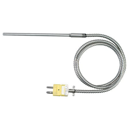 Omega TJ36-CAIN-116G-12-BX-SMPW-M : Transition Joint T/C Probe, Rugged, Heavy Duty, Miniature CONN, K Type, 0 ¡C to 920 ¡C, 0.062 " x 12 " Probe, 40 " Cable, 24 AWG, Inconel 600, Immersion, GND, ANSI (Std), PFA, Armored, TJ36, Each