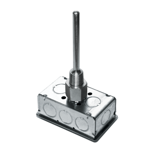 ACI A/CP-I-4"-GD : Immersion Temperature Sensor, Welded Thermowell Included, 10K Type II Thermistor, 4" Insertion Length, Galvanized Enclosure