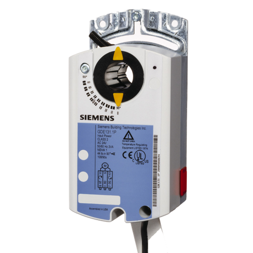 Siemens GDE146.1P : Electronic Damper Actuator Non-Spring Return, 44 in-lb. Torque, 108 (90) Sec. At 50/60 Hz, 24VAC/DC, 2pt (On/Off), 3pt (Floating), Auxiliary Switches, Plenum Rated