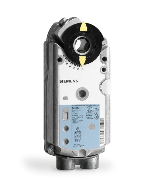 Siemens GEB166.1U : Electronic Damper Actuator Non-Spring Return, 177 lb-in Torque, 150(125) Sec. At 50/60 Hz, 24VAC/DC, Modulating 0-10 Vdc, Auxiliary Switches