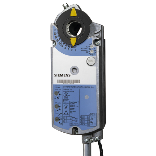 Siemens GIB166.1P : Electronic Damper Actuator Non-Spring Return, 310 in-lb. Torque, 150(125) Sec. At 50/60 Hz, 24VAC/DC, Modulating 0-10 Vdc, Auxiliary Switchess, Plenum Rated