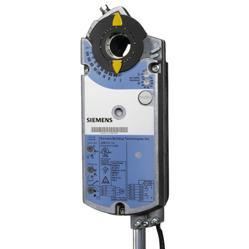 Siemens GIB166.1U : Electronic Damper Actuator Non-Spring Return, 310 in-lb. Torque, 150(125) Sec. At 50/60 Hz, 24VAC/DC, Modulating 0-10 Vdc, Auxiliary Switches