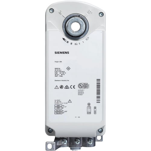 Siemens GRD326.1U : Spring Return Fire and Smoke Damper Actuator, 230VAC, 20 LB-in Torque, 2-Position On/Off Control Signal, 30-second Run Time, 15-second Spring Return Time, Auxiliary Switch