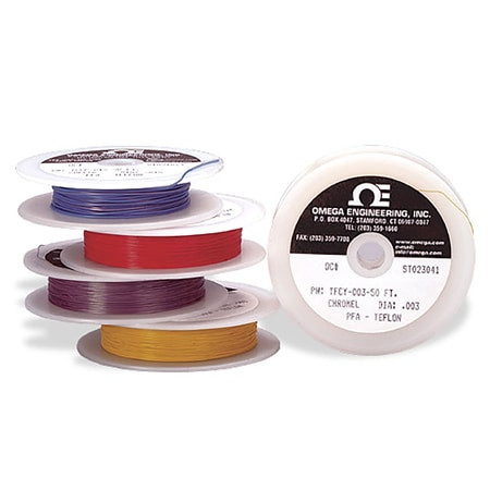Omega TFAL-003-100 : Insulated Thermocouple Wire, Fine Gage, K (-) Type, 0 ¡C to 260 ¡C (32 ¡F to 500 ¡F), Solid, 40 AWG, 100 ' Cable, PFA, ANSI (Std), TF Series, Spool