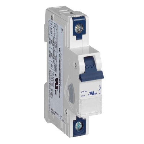 Omega AU-1B5UR : DIN Rail Circuit Breaker, 17.5 mm (0.69 ") Pole Width, 1 Pole, 5 A, B-Curve, 18 AWG to 3 AWG, UR Series, Each