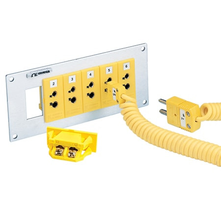 Omega SPJ-R/S-M : Snap-In Panel Jacks, Universal, R/S Type, 1 Row, 6 Box, 16.3 mm (0.64 ") x 30.4 mm (1.2 ") (H x L) Panel, Male Pin Connector, ANSI, Standard, SPJ Series, Each