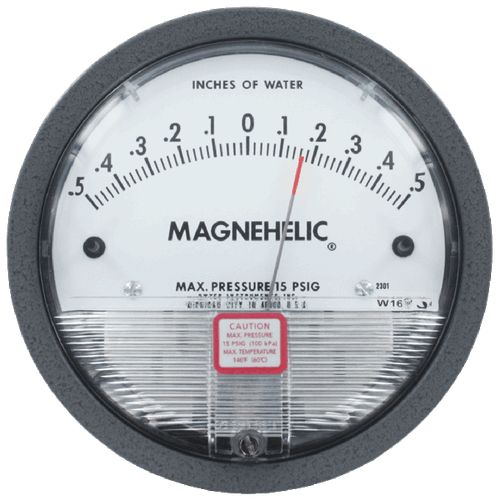 Dwyer 2310 : Magnehelic Differential Pressure Gage, Zero Center Range 5-0-5 in w.c.