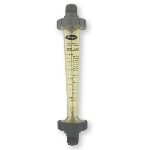 Dwyer LFMA-03-A2 : Polycarbonate Variable Area Flowmeter, 0.5 to 5 GPM (1.8 to 18 LPM) Water, 1/2 in. Male NPT, 3 in. Dual Scale