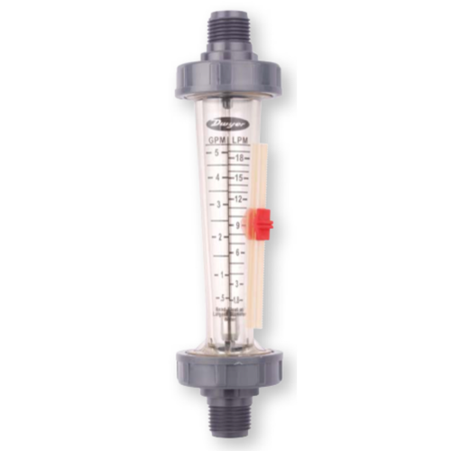 Dwyer LFME-12-F2 : Polycarbonate Variable Area Flowmeter, 1.2 to 12 GPM (5 to 50 LPM) Water, 1 in. Male NPT, 8 in. Dual Scale