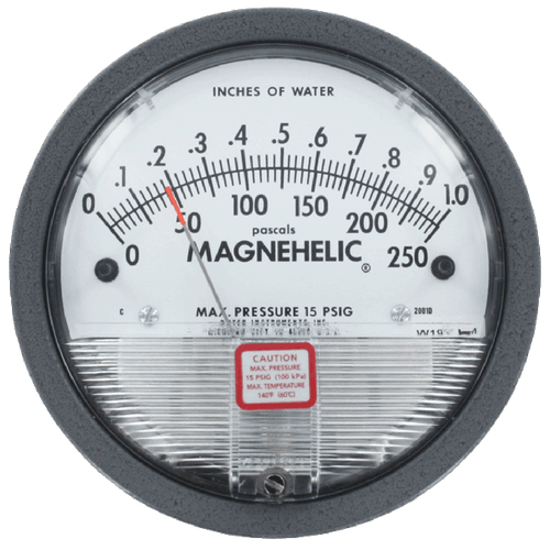 Dwyer 2006D : Magnehelic Differential Pressure Gage, Range 0-6.0 in w.c., Dual Scale 0-1.5 kPa