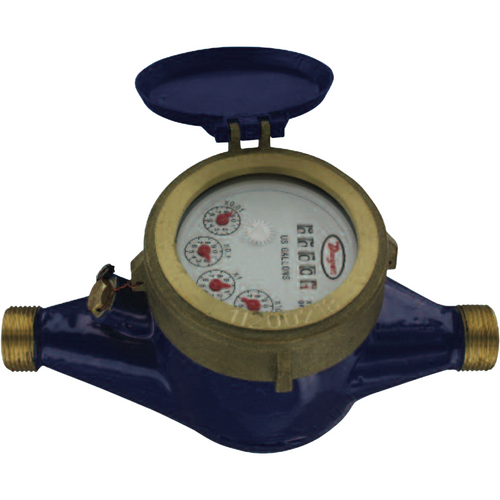 Dwyer WM2-A-C-06 : 1-1/2 in. Brass Multi-Jet Water Meter, 1-1/2 in. NPT, Totalizing Dial