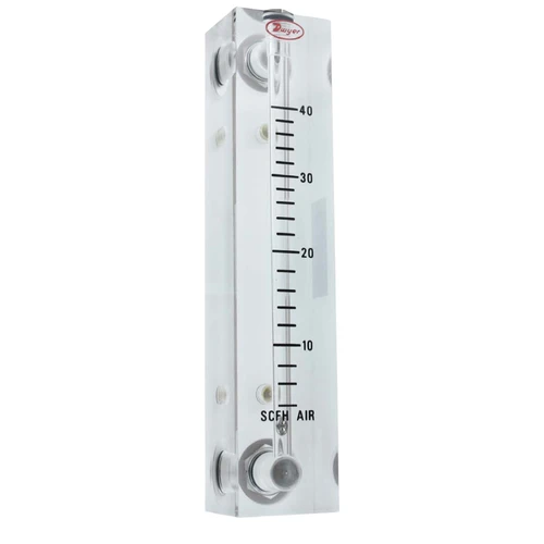 Dwyer VFB-50 : Visi-Float Acrylic Flowmeter, 0.3 to 3 SCFH Air, 4 in. Scale, No Valve, 1/8 in. NPT Back Connections