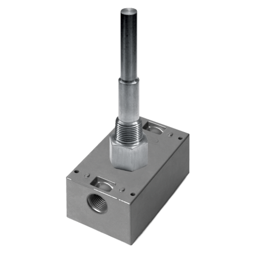 ACI A/20K-IM-4"-BB : Immersion Temperature Sensor, Machined Thermowell Included, 20K Thermistor, 4" Insertion Length, Aluminum NEMA 3R Enclosure