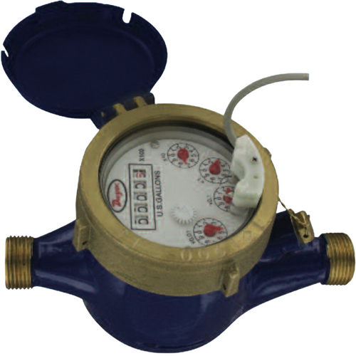 Dwyer WMT2-A-C-01-1 : 5/8 in. x 1/2 in. Brass Multi-Jet Water Meter, 1/2 in. NPT, Pulse Output 1 Gal/Pulse