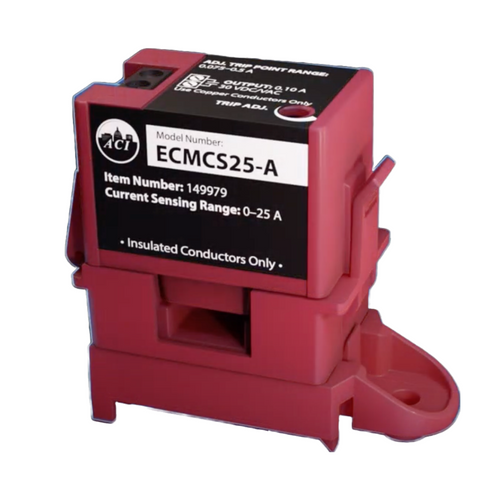 ACI ECMCS25-A : Split-Core Adjustable Trip Point ECM Current Switch, Designed for ECM Motors, Amperage Range 0-25A, Lowest Industry Trip point of 0.075 to 0.5A, Contact Rating: 0.1A @30 VAC/DC, Made in USA, 5-Year Warranty