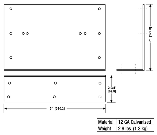 Belimo ZG-103 : Universal right angle bracket 7-1/2x11x2-3/4" (HxWxbase).