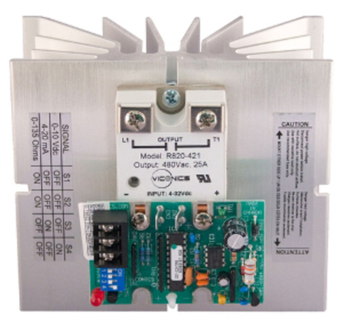 Viconics R820-621-REV2 :  SCR Power Controller with Heatsink, Maximum Voltage 600V, Max Amperage 25A, 1-Phase