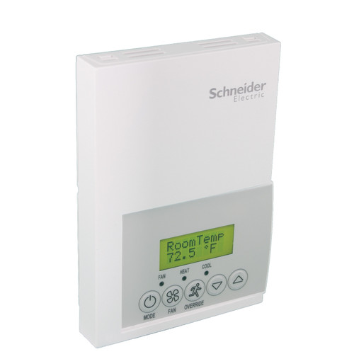 Schneider Electric SE7350F5045B : Low-Voltage Fan Coil Room Controller, Humidity Sensor, Commercial/Override Control, 1H/1C Analog 0-10VDC Control Outputs, PIR Ready but PIR cover not included, BACnet MS/TP Communication