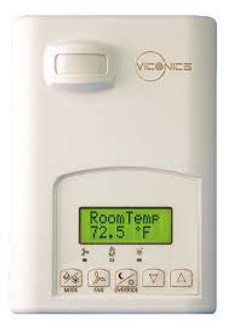 Viconics VT7355F5531W : Low-Voltage Fan Coil Room Controller, Humidity Sensor, ¡C/¡F Hotel/Lodging Control, 1H/1C Analog 0-10VDC Control Outputs, Factory assembled with PIR cover, ZigBee Wireless