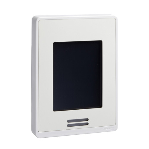 Line-Voltage Fan Coil Room Controller: BACnet MS/TP, RH sensor & control, PIR motion sensor, White Case/Fascia