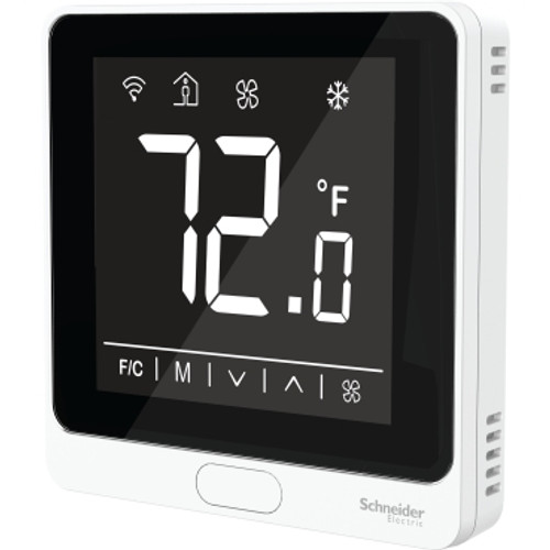 Schneider Electric TH907-P-W : SpaceLogic Thermostat PTAC: 1 Heat 1 Cool: 2/4-pipe Applications, 3-Speed, Auto Fan Control, PIR Occupancy, (2) Aux. Inputs, Touch Screen, White