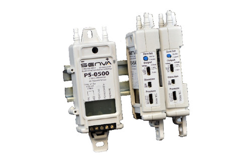 Senva P5-1000-1XX : Universal Differential Pressure Transmitter, Select Range (Uni/Bi): 0-10"(1.0/2.5/5.0/10"), Select Outputs: 4-20 mA, 0-5 VDC, or 0-10 VDC, Auto-Zero, No Probe, Buy American Act Compliant, 7 Year Limited Warranty