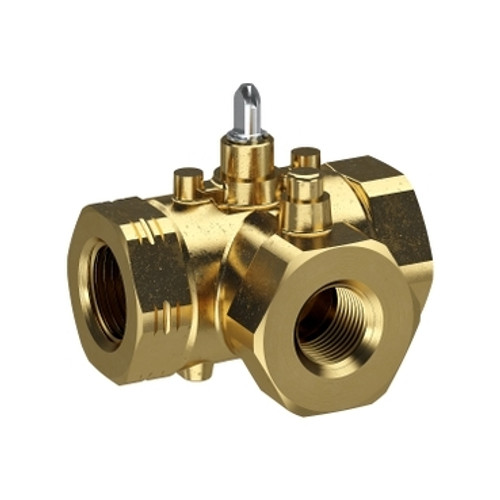 Schneider Electric VBB3N07 : 3-Way 1/2" Characterized Ball Valve, Cv Rating 10, Chrome Plated Brass Trim (Valve Only)