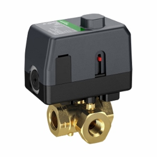 Schneider Electric VBS3N03+M313A00 : 3-Way 1/2" Characterized Ball Valve, Cv Rating 2.0, Stainless Steel Trim, Spring Return Normally Open (NO) Valve Actuator, 24VAC, Proportional Control Signal, Terminal Block