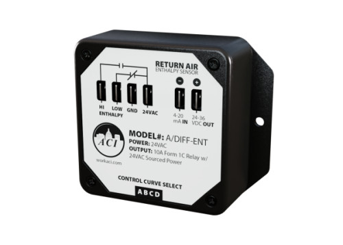 ACI A/DIFF-ENT : Enthalpy, Differential Enthalpy Changeover Control, Indoor vs Outdoor, 24 VAC Form 1C Relay Contact, Altitude 0K to 2K ft