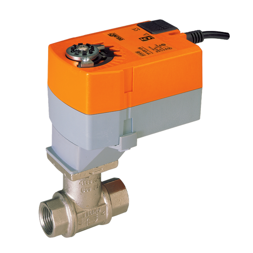 Belimo B207+TFRX120 :  2-Way 1/2" Characterized Control Valve (CCV), Cv Rating 0.3, (0.6 GPM @ Δ 4 psi), Stainless Steel Trim, Configurable Fail-Safe Valve Actuator, 120VAC, On/Off Control Signal, 5-Year Warranty