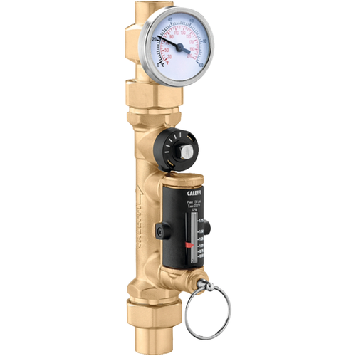 Caleffi 132438AFC : QuickSetter+ Balancing Valve with Temperature Gauge and Built-In Flowmeter, 1/2" Sweat, 0.5 - 1.8 GPM, DZR Low-Lead Brass