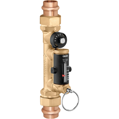 Caleffi 132636AFC : QuickSetter+ Balancing Valve with Built-In Flowmeter, 1" Press, 0.5 - 1.8 GPM, DZR Low-Lead Brass