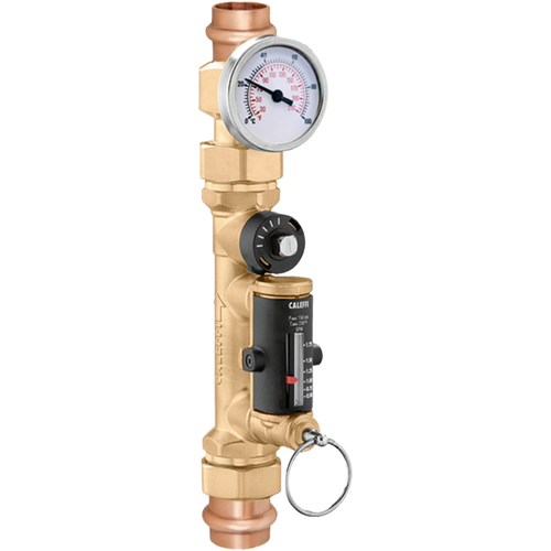 Caleffi 132557AFC : QuickSetter+ Balancing Valve with Temperature Gauge and Built-In Flowmeter, 3/4" Press, 2.0 - 7.0 GPM, DZR Low-Lead Brass