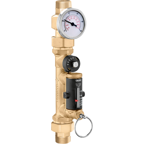 Caleffi 132431AFC : QuickSetter+ Balancing Valve with Temperature Gauge and Built-In Flowmeter, 1/2" MNPT Union Connections, 0.5 - 1.8 GPM, DZR Low-Lead Brass