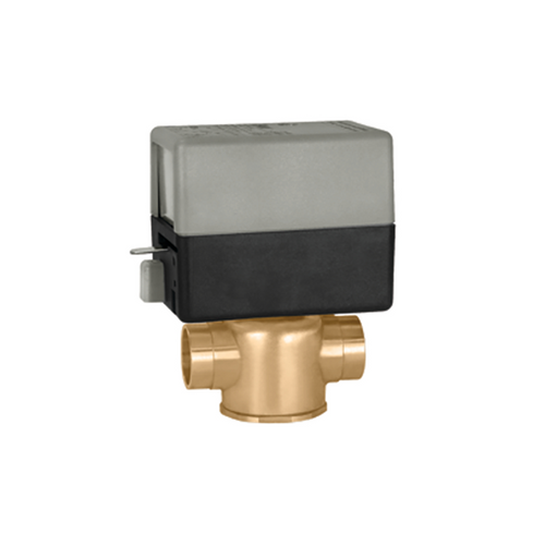 Caleffi Z46 : 2-Way Valve, 1" Sweat, 7.5 Cv, 20 psi ΔP, Normally Closed Spring Return Valve Actuator, 24V AC, On/Off Control Signal, (1) SPST 0.4A Auxiliary Switch, 18" Wires