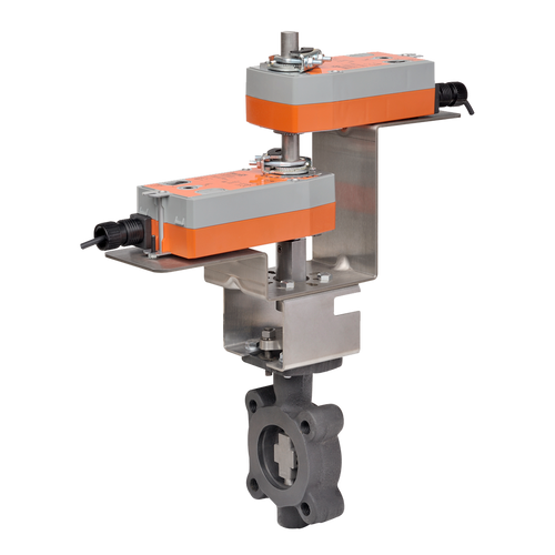 Belimo F650-150SHP+2*AFX24-MFT-S-X1 : 2-Way 2" Inch Butterfly Valve, ANSI Class 150, Cv 102 + Dual Spring Return Valve Actuator, 24VAC/DC, Programmable (2-10VDC Default) Control, (2) SPDT 3A @250V Aux Switch, 5-Year Warranty