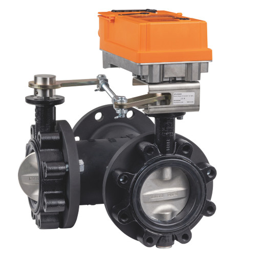 Belimo F7150L+JRXUP-3-T : 3-Way 6" Inch Butterfly Valve, ANSI Class Consistent with 125, Cv 2055 + Non-Fail Safe Valve Actuator, 24 to 240 VAC / 24 to 125 VDC, Control On/Off, Floating Point, NFC, 2x SPDT Auxiliary Switches, NEMA 4X, 5-Year Warranty