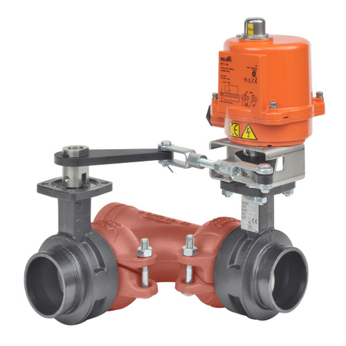 Belimo F7300VIC+SY7-120MFT : 3-Way 12" Butterfly Valve, ANSI ClassÊGrooved AWWA, CvÊ9000 + Non Fail-Safe Industrial Valve Actuator, 120VAC, Programmable (2-10VDC Default) Control Signal, 2x SPDT, NEMA 4X, 2-Year Warranty