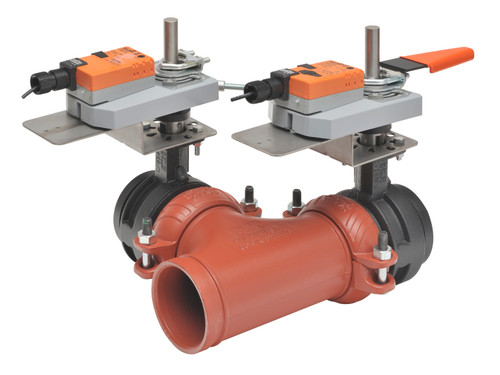Belimo F780VIC+2*GMX24-MFT-X1 : 3-Way 3" Butterfly Valve, ANSI ClassÊGrooved AWWA, CvÊ440 + Dual Non-Fail Safe Valve Actuator, 24VAC/DC, Programmable (2-10VDC Default) Control, 5-Year Warranty