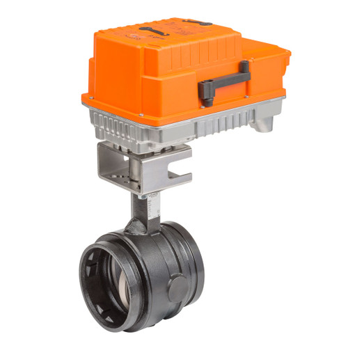 Belimo F6125VIC+PKRXUP-MFT-T : 2-Way 5" Butterfly Valve, ANSI ClassÊGrooved AWWA, CvÊ1200 + Electronic Fail-Safe Actuator, 24 to 240 VAC / 24 to 125 VDC, Programmable (2-10VDC Default) Control, 2x Aux. Switches, Terminal Strip, NEMA 4X