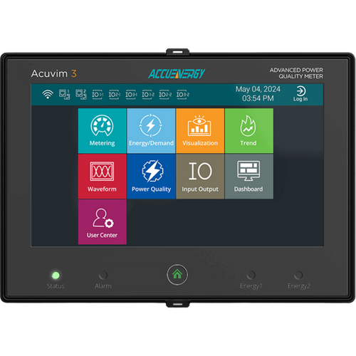 AccuEnergy ACUVIM-3-D-5A-P1 : Acuvim-3 Advanced Power Quality Meter With Built-In Display, 5A/1A Current Input, 100-415Vac (50/60Hz) Or 100-300Vdc Auxiliary Power