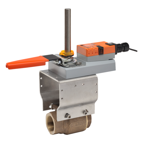 Belimo B224VSS+AMB24-3-X1 : 2-way 1" Ball Valve (VSS), Cv Rating (86 GPM Δ4 psi), Stainless Steel Body, Ball and Stem + Non-Fail-Safe Valve Actuator, 24VAC/DC, On/Off, Floating Point Control Signal