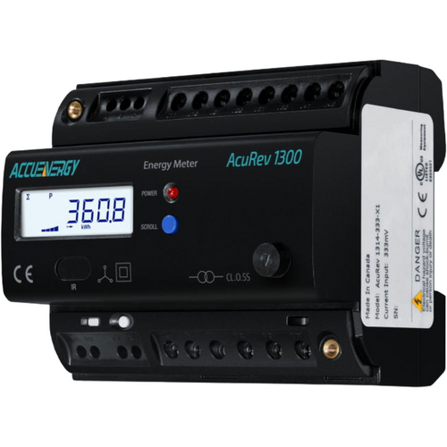 AccuEnergy ACUREV-1312-333-X1 : AcuRev 1312 DIN Rail Power & Energy Meter, 10-690Vac, 333mV CT Input, RS-485 Modbus RTU/BACnet MS/TP, Revenue Grade 0.5 Class, 1 Relay Output