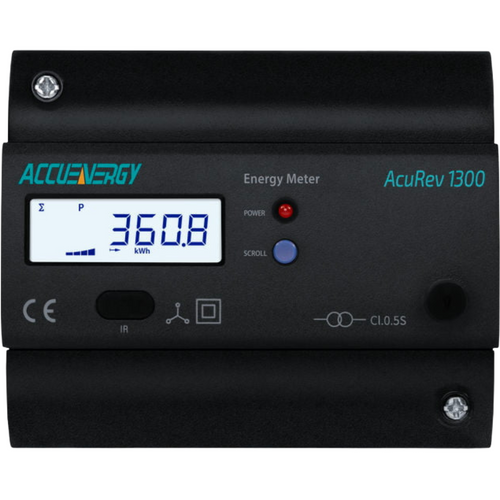 AccuEnergy ACUREV-1314-5A-X0 : AcuRev 1314 DIN Rail Power & Energy Meter (4 Current Inputs (Neutral)), 10-690Vac, 5A/1A CT Input, RS-485 Modbus RTU/BACnet MS/TP, Revenue Grade 0.5 Class, No Relay Output