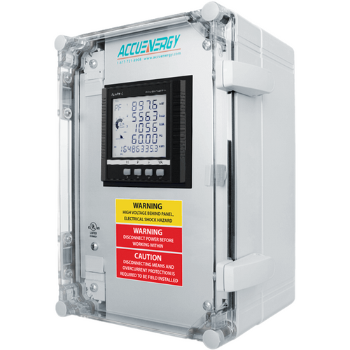 AccuEnergy ACUPANEL-9104X-IIW-5A-P4V3-WEB2-IO3 : Pre-Wired Power & Energy Control Panel, NEMA 4X Polycarbonate, Acuvim II IIW Meter (Waveform + PQ Events), 5A/1A CT Input, 600Vac Supply, WEB2 Ethernet/WiFi Module, IO3 (4DI, 2RO, 2AI)